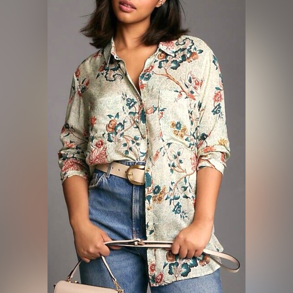 Pilcro Anthropologie Floral Print Blouse, Sz S - Picture 7 of 8